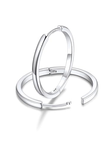 FaithHeart 925 Sterling Silver Post Huggie Hoop Earrings for Women, Silver Small Hoop Earring, Hypoallergenic Cartilage Earrings for Women - color: 01. Blank-Silver, size: 20mm