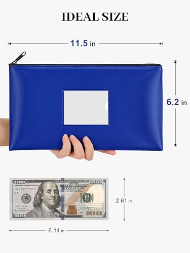 SMARTAKE 10-Pack Bank Deposit Money Bags with Zipper, Leather Bags Wallet Pouches with Label, Makeup Bags, for Cash, Coins, Cosmetics, Invoice, Bills, Tools, 11.5 x 6.2 Inches (Blue+Black) - color: Blue & Black