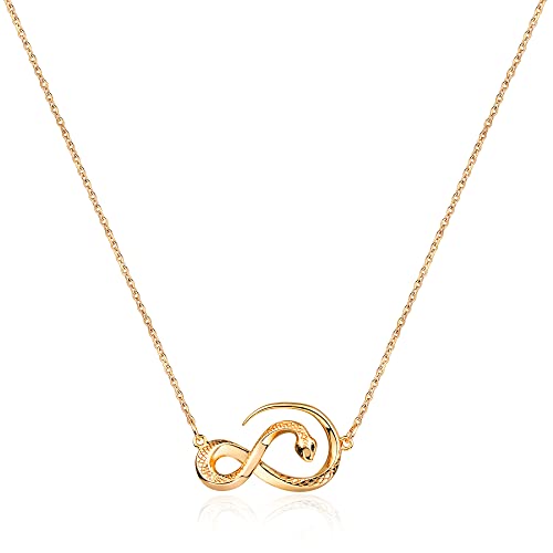 Fettero Animal Necklaces for Women 14K Gold Plated Charm Snake Necklace Elephant Bird Cat Butterfly Pendant Cute Dainty Necklace Jewelry - style: Snake-A