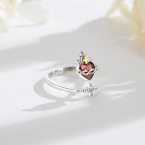 Vito 925 Sterling Silver Adjustable Open Spoon Ring for Women Men, Lotus Sunflower Snake Spoon Band Rings Feather Hug Witches Knot Inspirational Jewelry Gift for Wife - style: jesus fish-silver