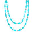 Long 48" Beaded Necklace for Women Boho Knot Strand Chunky Shell Crystal Beads Fashion Costume Jewelry for Gifts - color: Turquoise