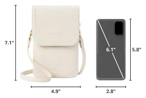 BOSTANTEN Vegan Leather Crossbody Bags for Women Designer Cell Phone Bag Wallet Purses Adjustable Strap - color: B-01-pebble Beige-white