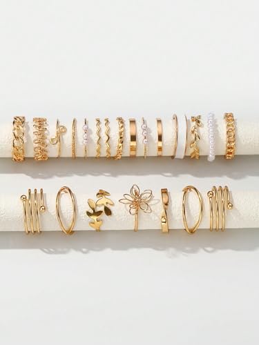 Gold Stackable Rings Set Moon Star Design Adjustable Rings for Everyday Wear Mid FingerPinky Ring Trendy Jewelry Gifts - color: K