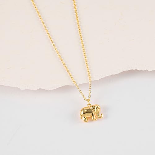 VRIUA Gold Necklace for Women - 14K Gold Plated Dainty Italian Horn Star of David Butterfly Bow Sun Lotus Volleyball Baseball Cowboy Boots Necklace Jewelry Everyday for Women - style: Elephant