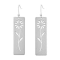 Boho Teardrop Earrings, Handmade Copper Bohemian Earrings, Dangle Antique Ethnic Jewelry for Women - color: Silver Daisy