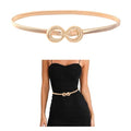 E-Clover Womens Fashion Metal Stretch Waist Skinny Belt Waistband - color: Gold Loops-02
