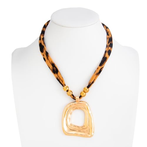 Chunky Gold Necklace for Women, Layered Cross Pendant Pearl Necklace, Stacked Thick Gold Jewelry, Geometric Square Oval Chain, Big Gold Pendant Fashion Accessories - style: Style D