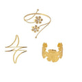 COLORFUL BLING 3PCS Upper Arm Bracelet Gold Silver Chunky Cuff Bracelets Flower Butterfly Armband Set for Women Irregular Minimalist Open Wide Coil Band Bangle Boho Jewelry - style: Set 3