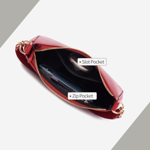 Shoulder Bag for women Crossbody Bags Retro Classic Small Hobo Purse Clutch Tote Handbags with Zipper Closure - color: Red