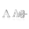 14k Gold Small Script Initial Letter Stud Earrings for Women | Anti Tarnishing 5mm 14k Gold Studs | A-Z Alphabet Earrings with Gift Box by MAX + STONE - style: A | White Gold