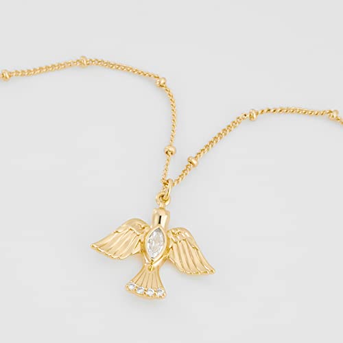 Fettero Animal Necklaces for Women 14K Gold Plated Charm Snake Necklace Elephant Bird Cat Butterfly Pendant Cute Dainty Necklace Jewelry - style: Dove Peace