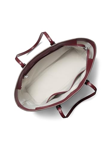 Michael Kors Quinn Large Tote - color: Silver-tone Hardware/Foil Printed Mk Signature Smooth Nappa Leather/Oxblood