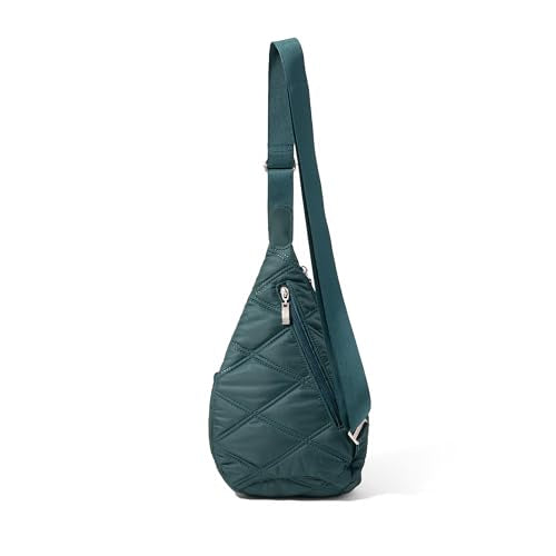 Baggallini Mini Sling - 12x7 Sling Crossbody Bag Backpack with Adjustable Shoulder Strap - color: Emerald Quilt