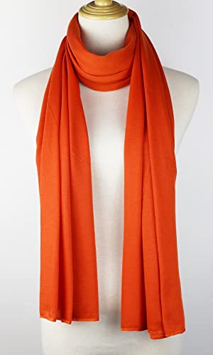 vabovin Head Wraps for Black Women Stretch Jersey Knit Turban Headwrap Solid Color Headscarf Headband Shawl - color: 07- Orange