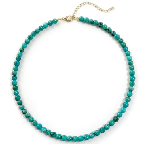 Turquoise Necklace, 6 mm Beaded Necklace for Men, Western Boho Beach Jewelry for Women