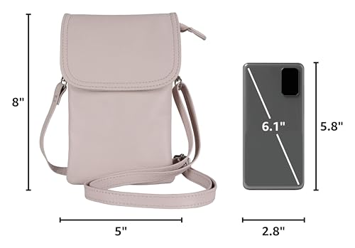 befen Genuine Leather Small Crossbody Bags for Women Cell Phone Bag Cross Body Purses,Silver Zipper - color: Light Beige Pink
