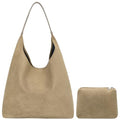 Suede Hobo Bags for Women Trendy Suede Shoulder Bag Slouchy Tote Handbag Suede Purse for Work Everyday | Suede Hobo Bags - color: Khaki