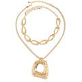 Chunky Gold Necklace for Women, Layered Cross Pendant Pearl Necklace, Stacked Thick Gold Jewelry, Geometric Square Oval Chain, Big Gold Pendant Fashion Accessories - style: Style A