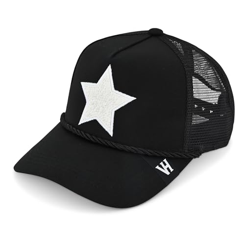 VINTAGE HAVANA Trucker Hats Women | Mesh Adjustable Snapback Hat | Men & Women Cute Trendy Fashion Baseball Cap - color: Black/Pearl