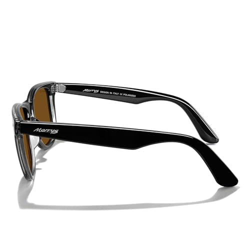 MERRY'S Classic Square Shape Polarized Sunglasses for Womens Mens Retro Designer UV400 Sun Glasses S6140 - color: Black&tra Frame/Brown Lens