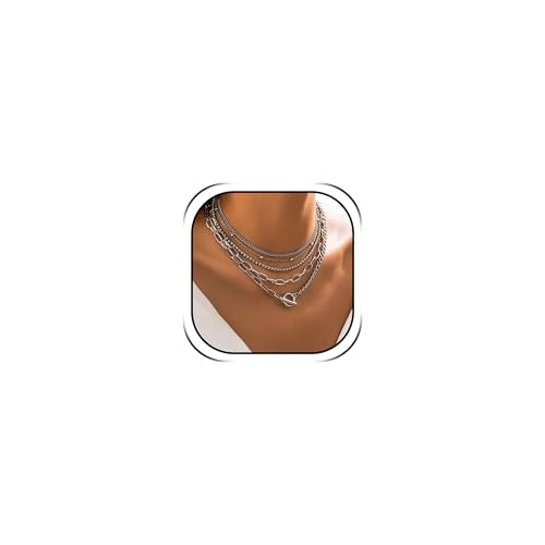 Gold Stack Necklace Chunky Necklaces for Women Trendy Coin Pendant Long Necklaces Western Jewelry for Women Cowgirl Cowboy Chic Country Outfit Boho Accessories Birthday Jewelry Gifts - color: F Silver Layered Necklaces Set