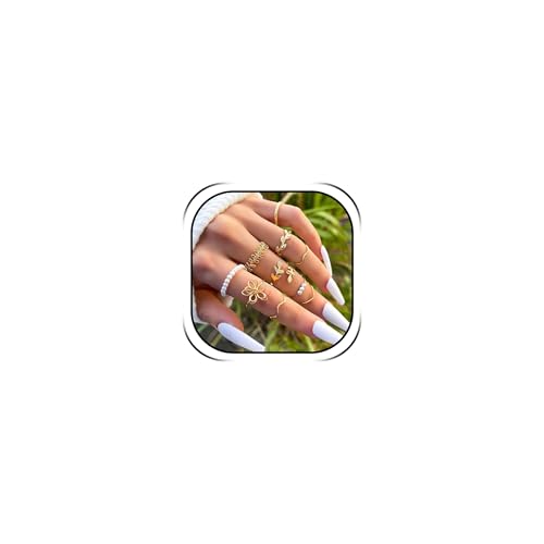 Gold Stackable Rings Set Moon Star Design Adjustable Rings for Everyday Wear Mid FingerPinky Ring Trendy Jewelry Gifts - color: A3
