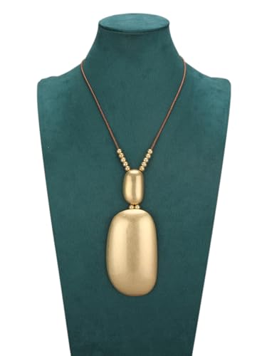 GelConnie Long Necklaces for Women Boho Large Pendant Necklace Casual Bohemian Brown Leather Choker Sweater Circle Statement Stone Necklace - style: Boho Long Necklace