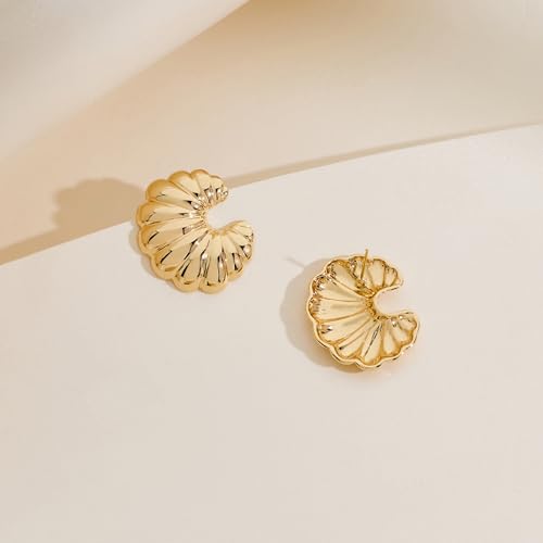 Irregular Gold Stud Earrings for Women Hammered Silver Stud Earrings Statement Geometric Earrings Vintage Gold Earrings - color: Spiral shell earrings