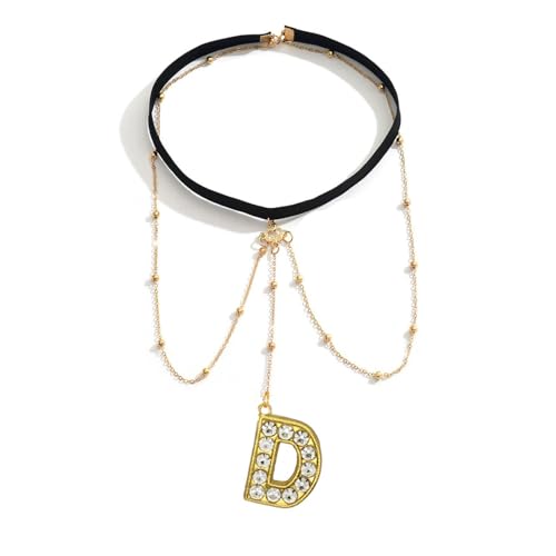 Letter Initial Leg Chain Thigh Jewelry for Women Summer Beach Bead Leg Chain Name Elegant Elastic Body Chain Jewelry - color: D