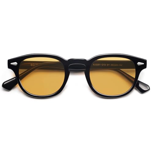 SOJOS Retro Small Round Sunglasses for Men Women Trendy Circle Style UV400 Lenses Unisex Sun Glasses SJ2251 - color: Black/Orange
