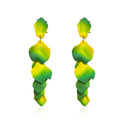 Long Acrylic Rose Petal Earrings Dangle Exaggerated Flower Earrings Drop Statement Floral Tassel Earrings for Women - color: Neon Green + Yellow