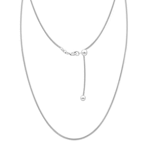 LeCalla 925 Sterling Silver Italian Jewelry Adjustable Chain Necklace, Sliding Bolo Chain Necklace for Women Slider Chain 14 to 24 Inch. - color: Snake Chain