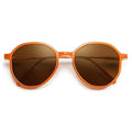 SOJOS Trendy Designer Hexagon Round Sunglasses for Women Fashion Big Shades Geometric Women Sunglasses SJ2181 - color: Orange