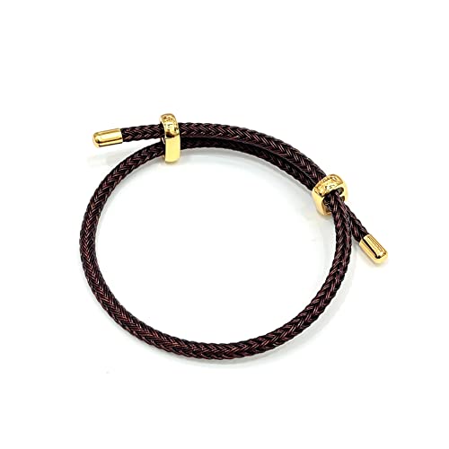 Caiyao Unisex Steel Rope Bracelet Couple Bracelet Simplicity Fashion Titanium Buckle Adjustable Wire Rope Bracelet for Women Men Jewelry Gift - color: coffee