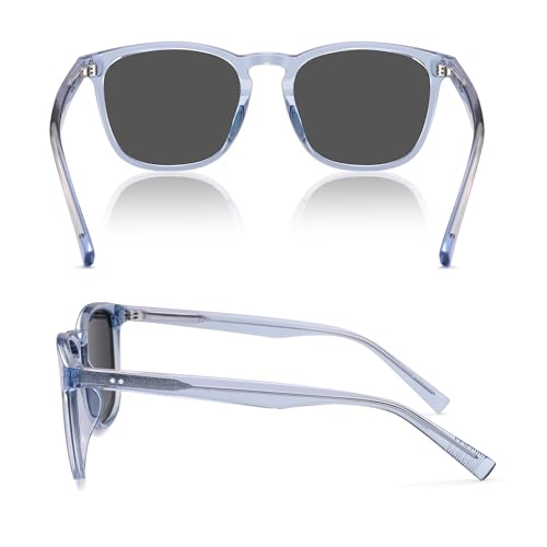 SOJOS Unisex Rounded Square Polarized Sunglasses TR90 Frame UV400 Protection Lightweight Retro for Women & Men - color: Blue/Grey