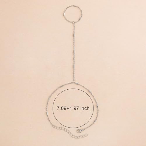 Hand Chain Gold Bracelets for Women Trendy Finger Ring Slave Bracelet Dainty Chain Hand Jewelry Trendy Gifts - color: A5:Silver Hand Chain