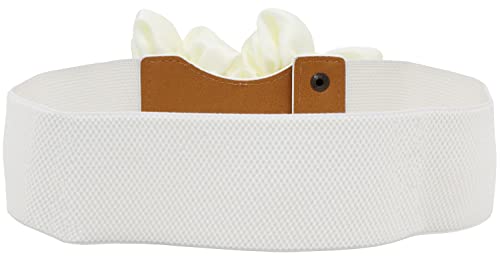 ALAIX Women's Wide Belt Stretchy Chunky Waist Belt Dress Belts Big Flower Cinch Belts Elastic Belts for Women - color: White, size: Fits Waist (30~34 inches)