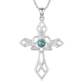 Cross Necklace 925 Sterling Silver Turquoise Christian Pendant Religious Cross Jewelry Christmas Gifts for Women Men - style: Celtic A