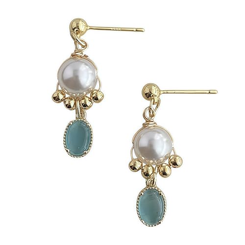 Boho Earrings for Women Natural Stone Beaded Handmade Vintage Dangle Earrings Bohemian Lightweight Hypoallergenic Jewelry for Dailywear Festival Occasions - color: Gold beaded boho