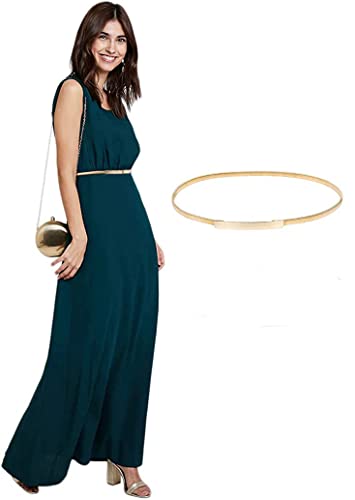 GRACE KARIN Women Skinny Metal Cinch Belt Gold Waistband Elastic Waist Belt CL633 - color: Gold, size: Medium
