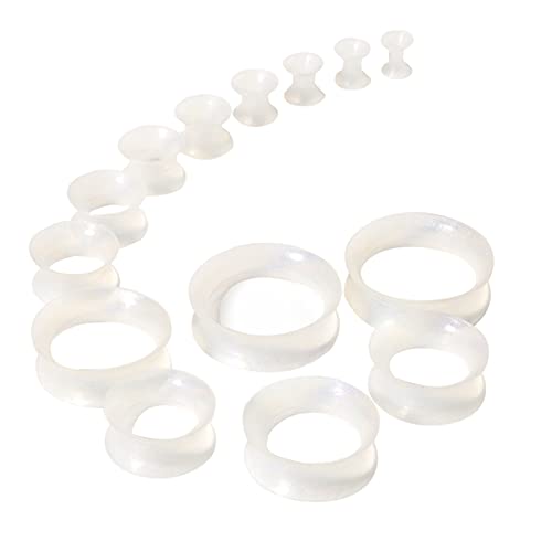 WBRWP 20/28pcs Ear Stretching kit Set: Hollow Hard/Soft Silicone Plugs and Tunnels Ear Expander Gauges Stretcher Body Piercing Jewelry - style: 28pcs Thin/Transparency with Light Shining
