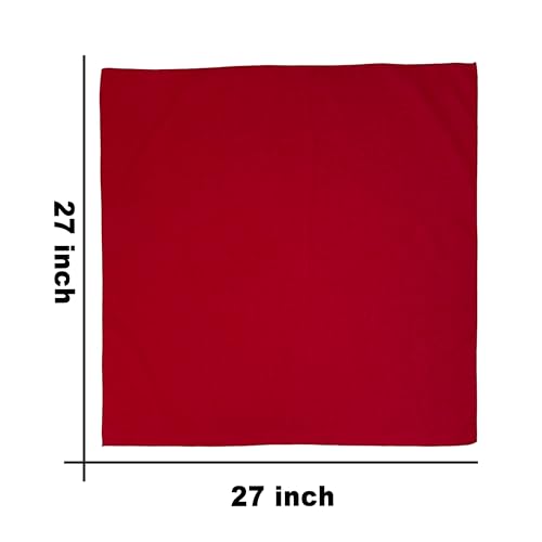 Junvena 27 Inch Extra Large Bandana 100% Cotton,Soft Thin Breathable Headband for Men Women, Solid & Paisley - color: Red Single