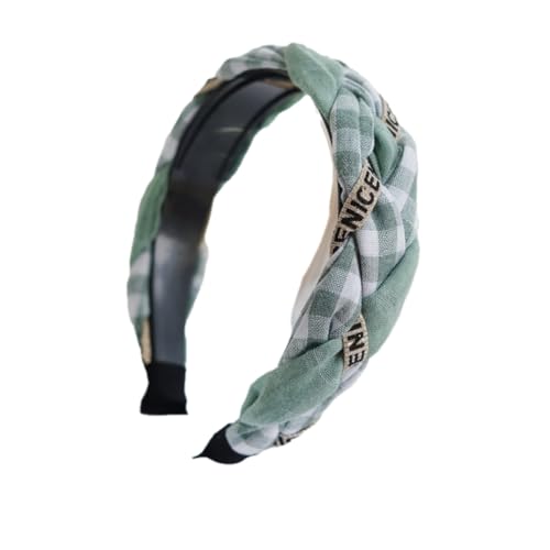 Braided Headband for Women-Vintage Fabric High Crown Headband with Non-Slip Teeth, Cute Boho Knotted Hair Band for Women & Teens (20-Fresh Green, One Size) - color: 20-Fresh Green