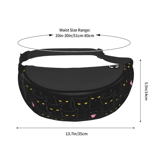 cute black cat funny halloween Fashion casual fanny pack waist bag men women adjustable belt waist bag for travel hiking cycling running festival carnival - color: Black31