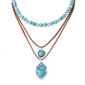 ONLYJUMP Boho Turquoise Leather Choker Necklace for Women Bohemian Handmade Leaf Layered Black Brown Suede Western Cowlady Necklace Western Country Party Jewelry Gifts - style: Heart