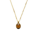 14k gold Vintage Tiger's Eye Pendant Necklace - size: Mini