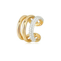 MTMY Gold Ear Cuff Earring for Women 14K Gold Plated Cubic Zirconia Non-Pierced Clip on Cartilage Chunky Ear Cuffs Hypoallergenic Jewelry - style: cz triple