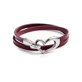 Long tiantian Leather Bracelets for Women Men Heart Wrap Bracelets Western Jewelry Cowgirl Outfits Birthday Gifts for Her - color: A4：red leather bracelet