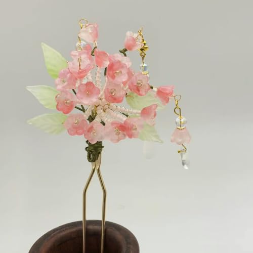 Hydrangea Cluster Resin Hairpin - Multi-Flower Vintage Chinese Hanfu Hair Stick for Women, Elegant Blue Purple Floral Hair Accessory for Weddings & Special Events(Pink Hydrangea) - color: Pink Hydrangea