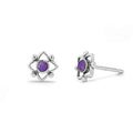 Boma Jewelry Sterling Silver Flower Shaped Dot Stud Earring - color: Purple Turquoise